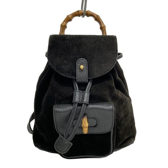 Gucci Bamboo Leather Rucksack Backpack Black - Picture 1 of 6